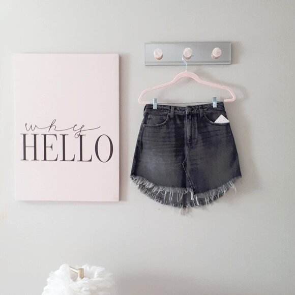 NWT Free People muted black wash denim distressed statement hem jean mini skirt - Picture 14 of 16